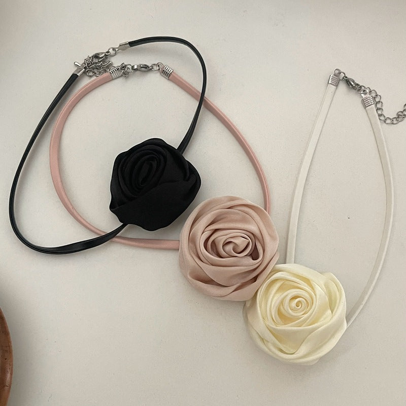 Rose Vintage Choker Big Flower Necklace