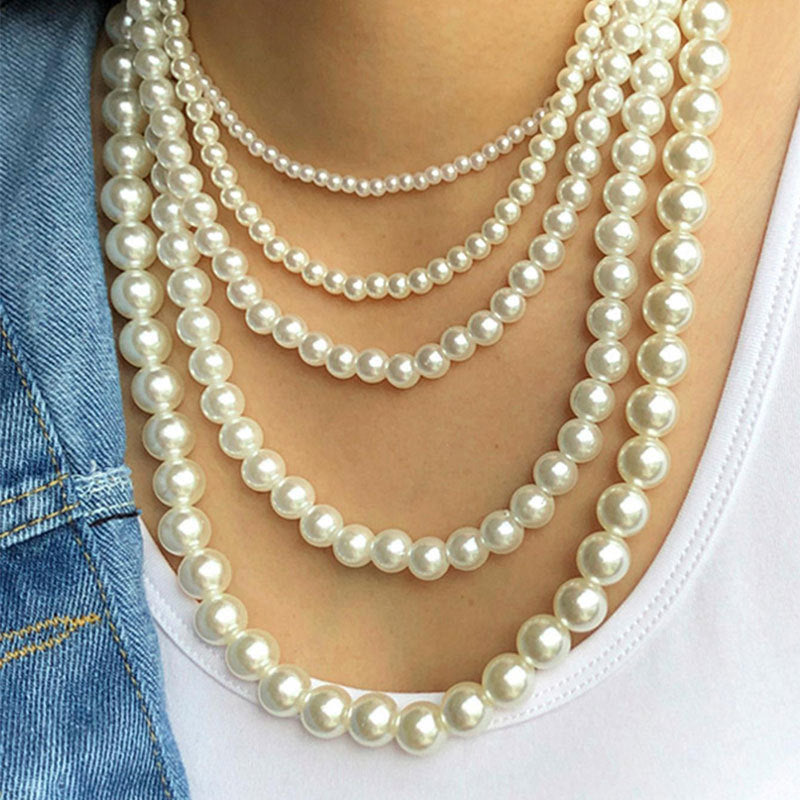 Vintage Jewelry Stacked Baroque Pearl Bead Choker Necklace