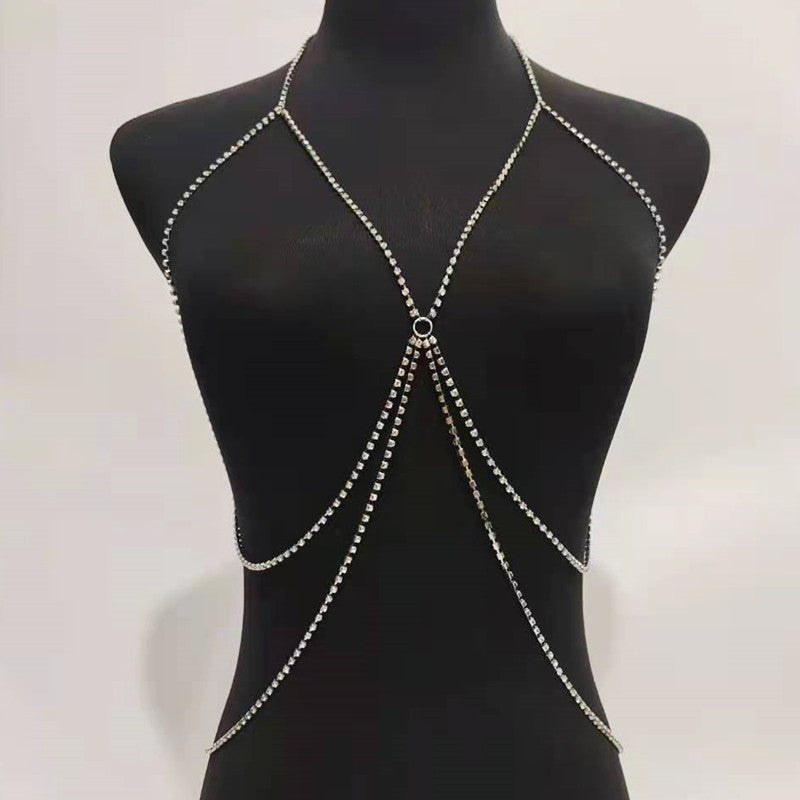 Crystal Rhinestone Multi Layer Neck Body Bikini Lingerie Chain