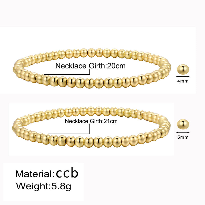 Stackable Stretch Elastic CCB Gold Bead Layered Bracelets