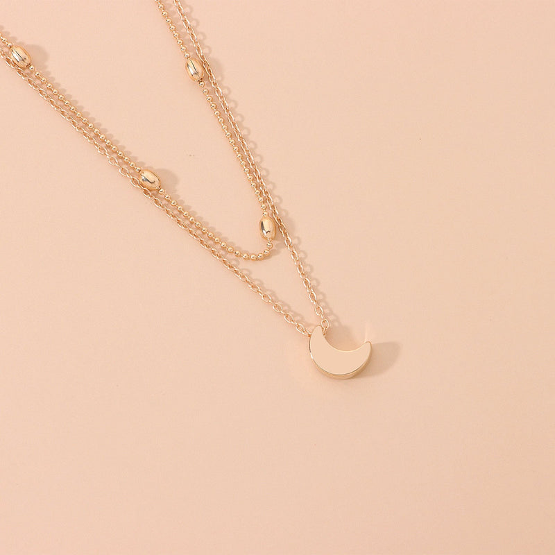 Moon Charm Double Layer Necklace