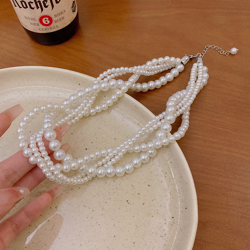 Multi-layer Pearl Necklace for Women Collar Chain Bridals Jewelry