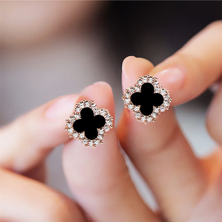 Four Leaf Clover Rhinestone Earrings