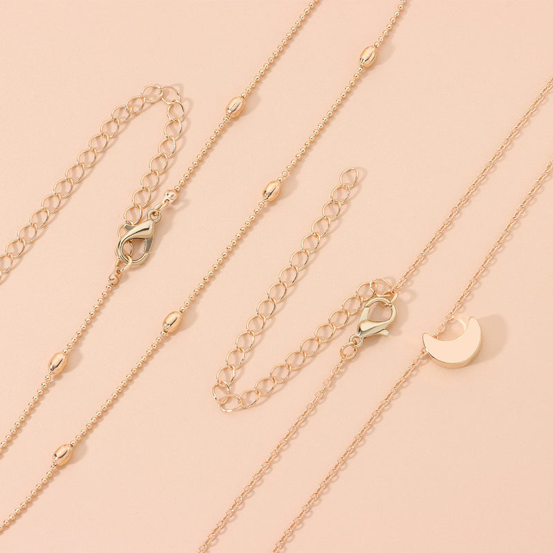 Moon Charm Double Layer Necklace