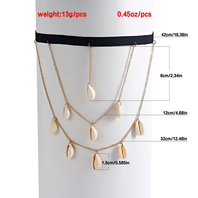 Women Jewelry Multi-layer Tassel Shell Pendant Thigh Chain