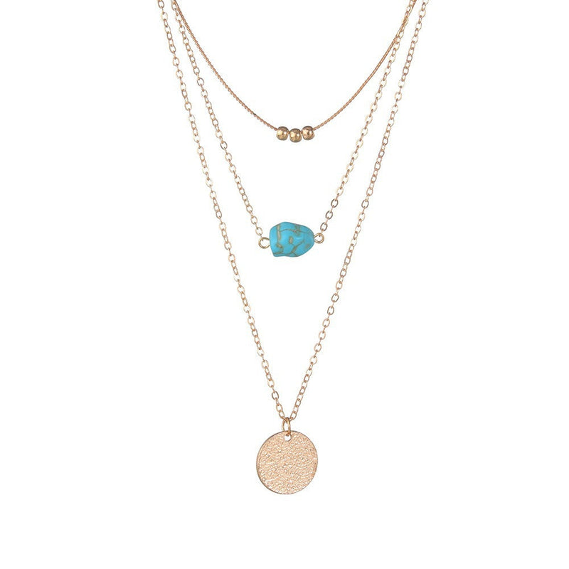 Double-Layer Necklace Water Drop Turquoise Pendant