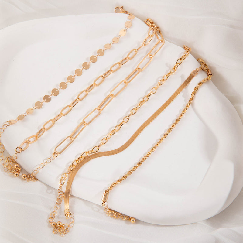 Rectangle Paper Clip Chain Bracelet Set