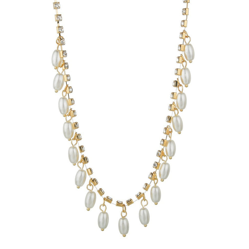 Elegant Faux Pearl Pendant Necklaces Rhinestone