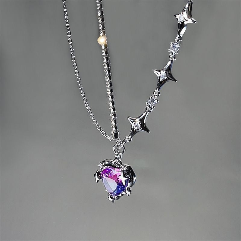 Sweet Crystal Love Stone Fashion Jewelry Women Necklace