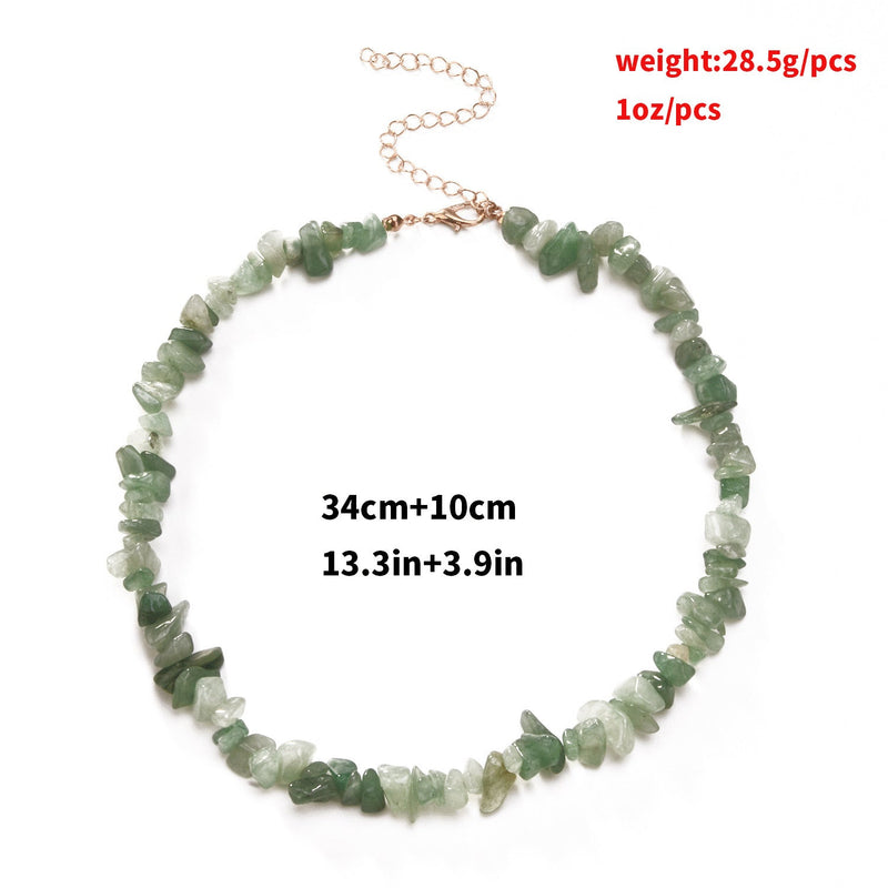 Natural Stone Chip Gravel Crystal Choker Gemstone Necklace