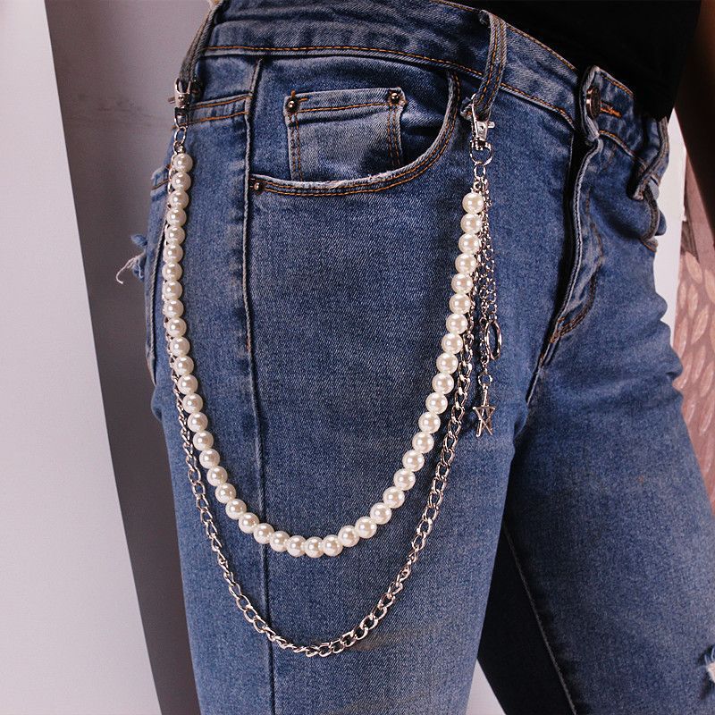 Punk Butterfly Pearl Pants Chains Hip-hop Pants Chain