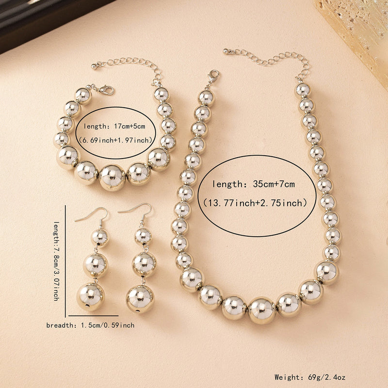 Metallic Beaded necklace Earring Jewelry Set