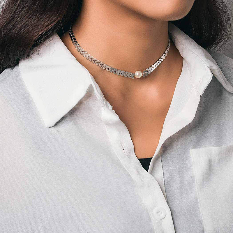 Snake Chain Pearl Elegant Necklace Fashion Jewelry