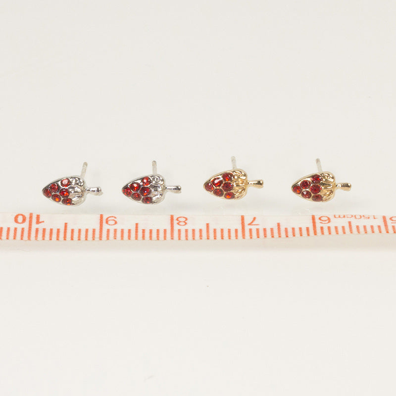 Rhinestone Strawberry Stud Earrings