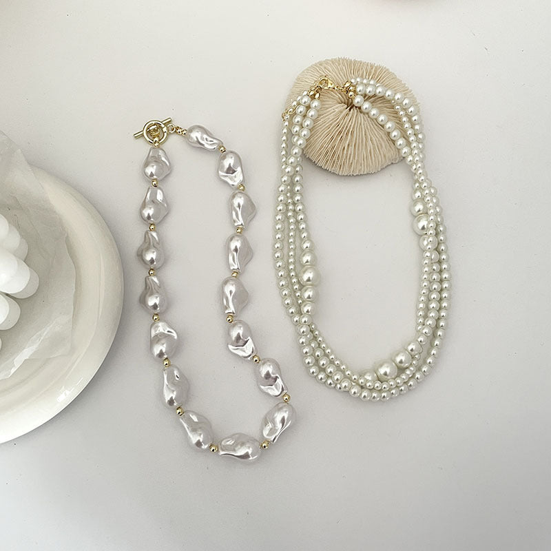 Multilayer Baroque Necklace Pearl Clavicle Chain