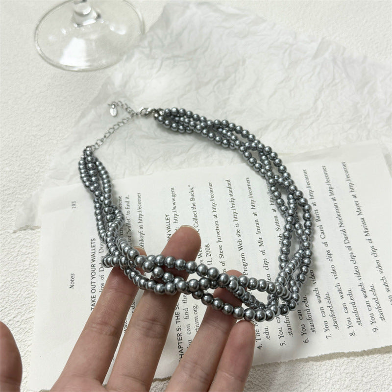 Vintage Twisted Glass Pearl Beaded Necklace