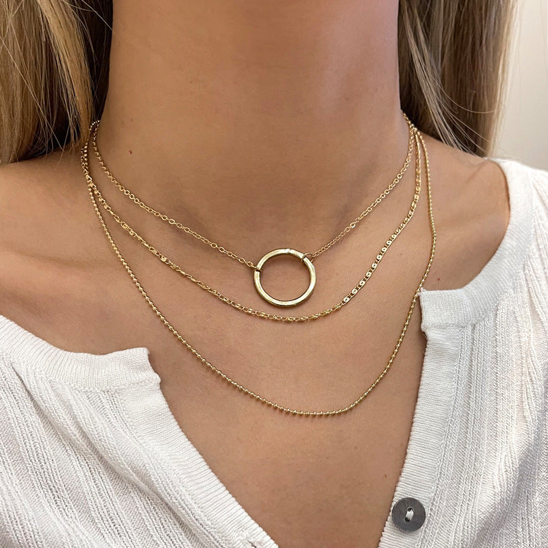 Simple Ring Double-layer Necklace Layered