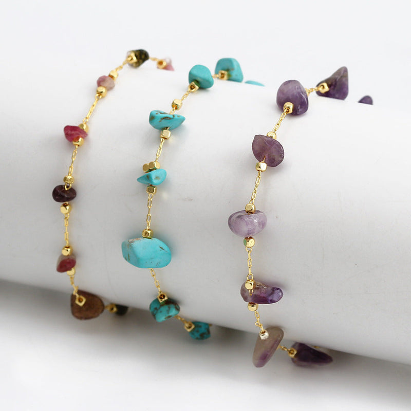 Bohemian Simple Colorful Gravel Bead Anklet Chain