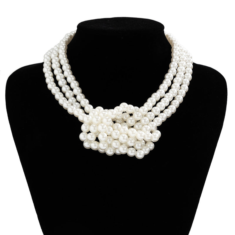 Vintage Knot Multi Layered Pearl Necklace