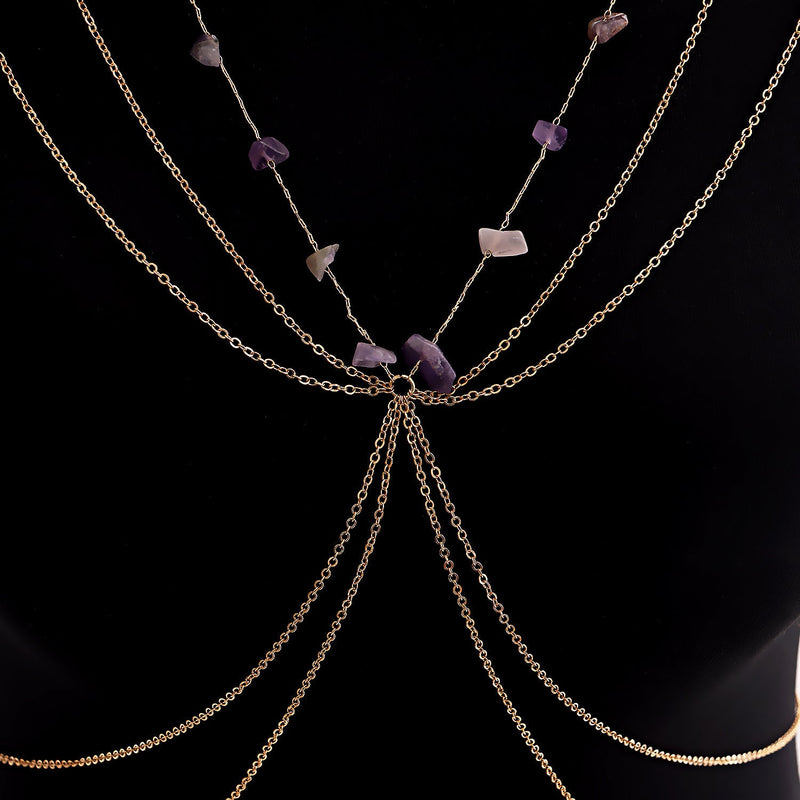 Stone Summer Body Jewelry Chain Beach Sexy Metal Chest Chain