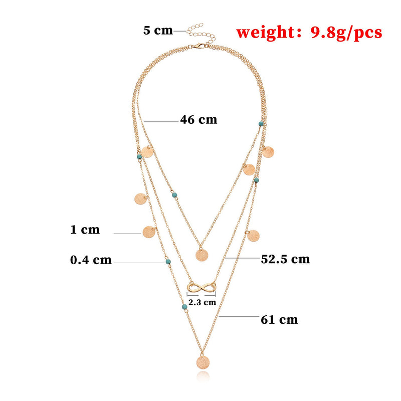 Round Sequin Turquoise Beads Pendant Necklace