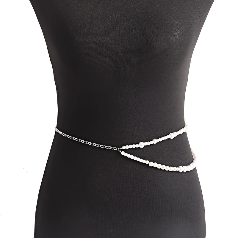 Pearl Beads Waist Chain Layered Belly Chains Rave Body Jewelry