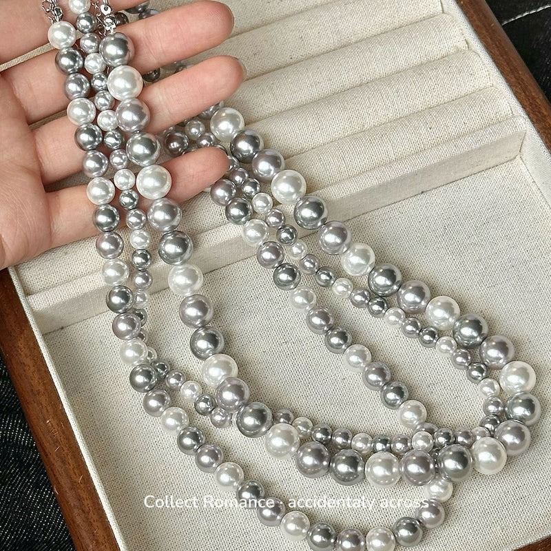Imitation Pearl Beads Handmade Ball Chain Collar Necklace