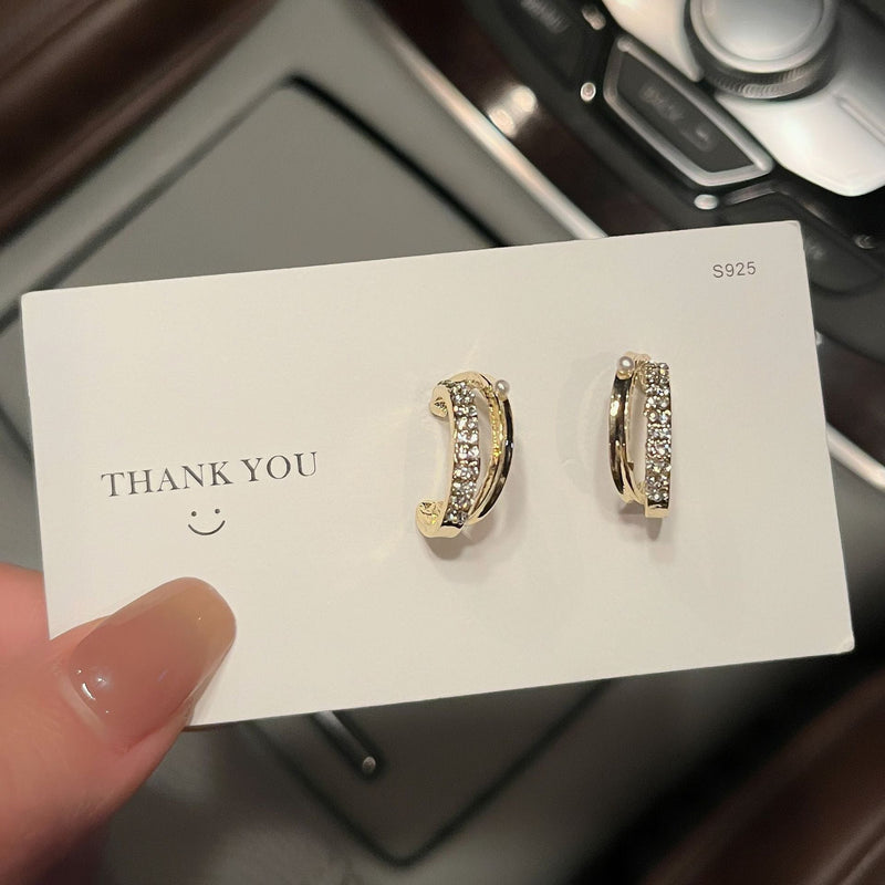 Double Hollow Rhinestone Earrings