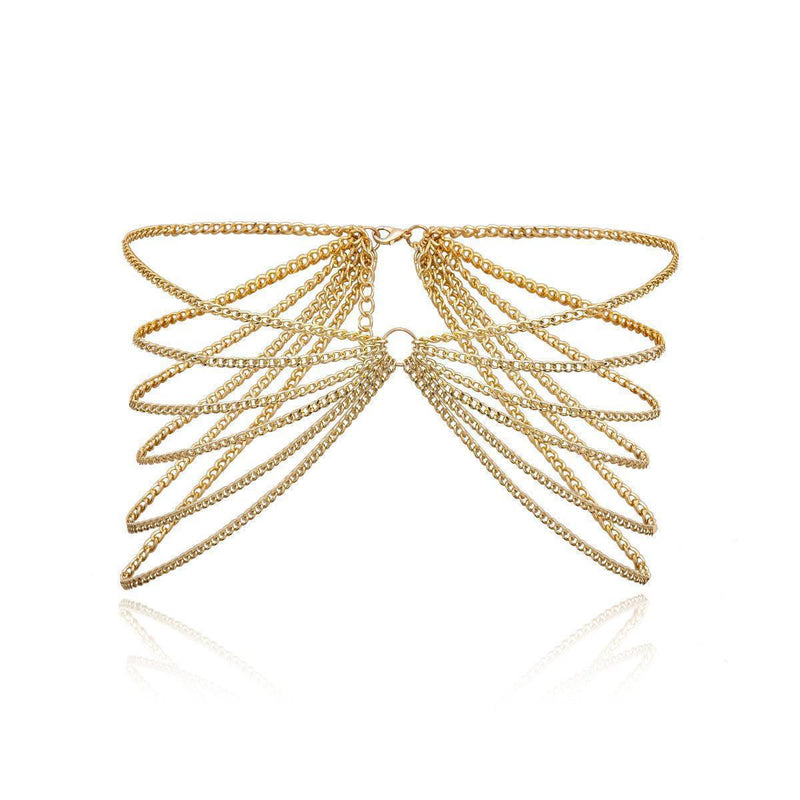 Multi Layer Curb Metal Waist Chain Wave Tassel Chain Belt Body Chain