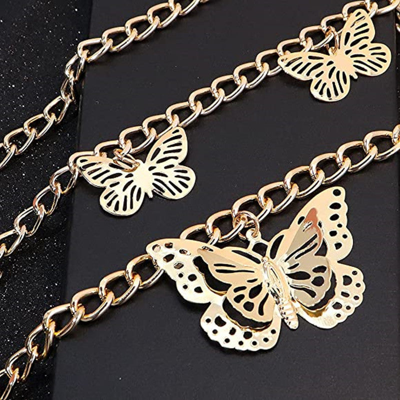 Hollow Butterfly Butterfly Belt Body Chain Shiny Waist Chain