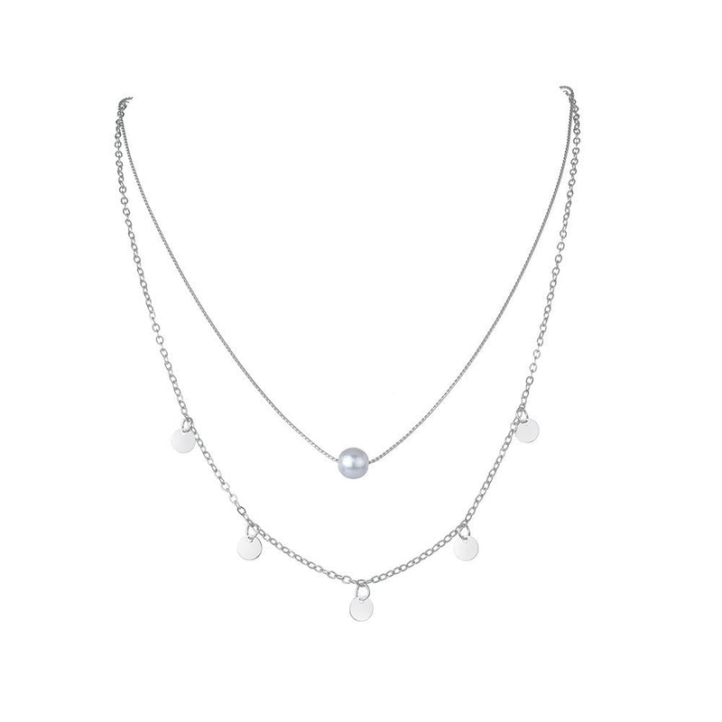 Double Link Chain Round Coin Collar Collier Women Necklaces