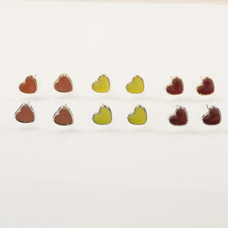 Red Heart Stud Earrings for Women