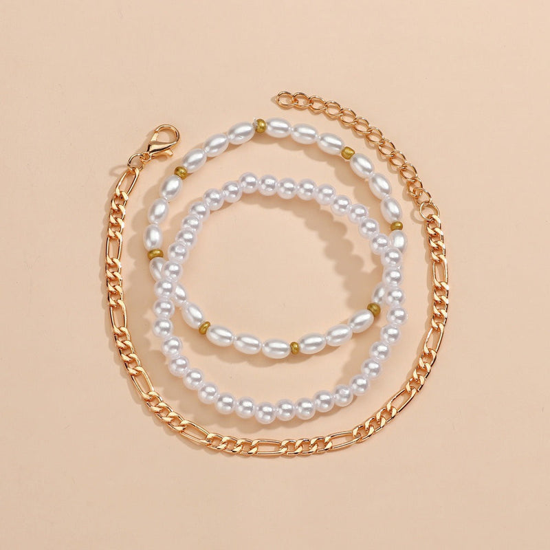 Bohemian Imitation Pearl Bead Chain Bracelet