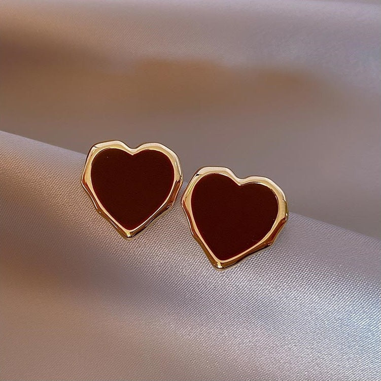 Red Enamel Heart Earrings