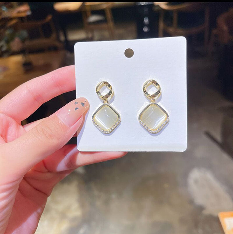 Geometric Opal Stud Earrings