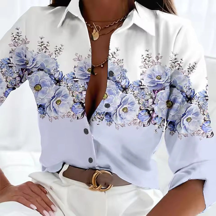 Elegant Women's Floral 3D Printed Shirt