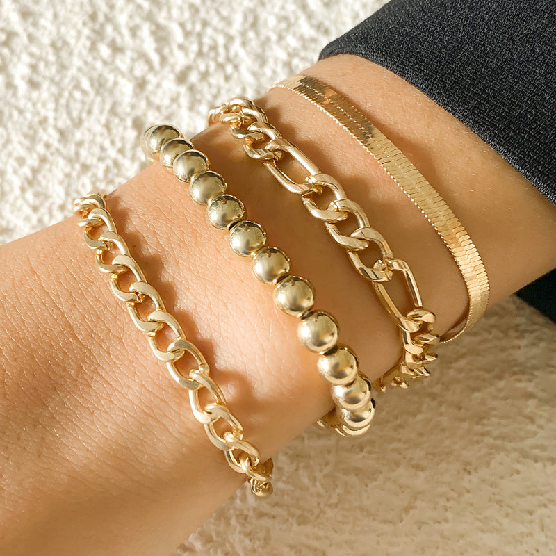 Cuban Rope Chain Bracelet Bangle Set
