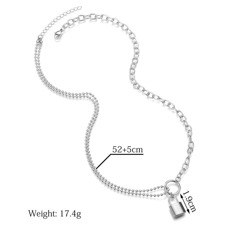 Punk Chain Lock Pendant Necklace