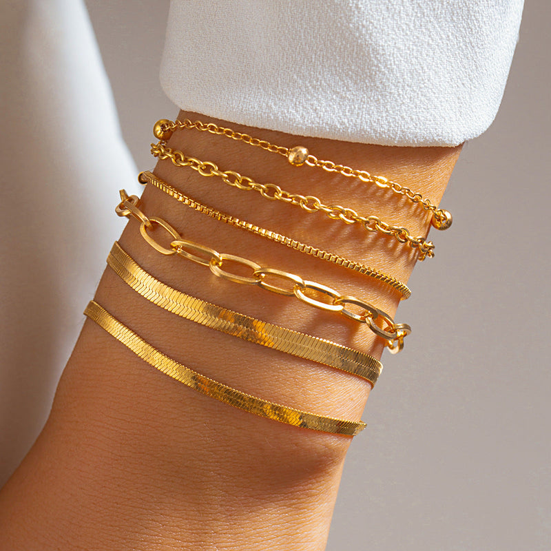 Paperclip Rope Box Chain Bracelet Set