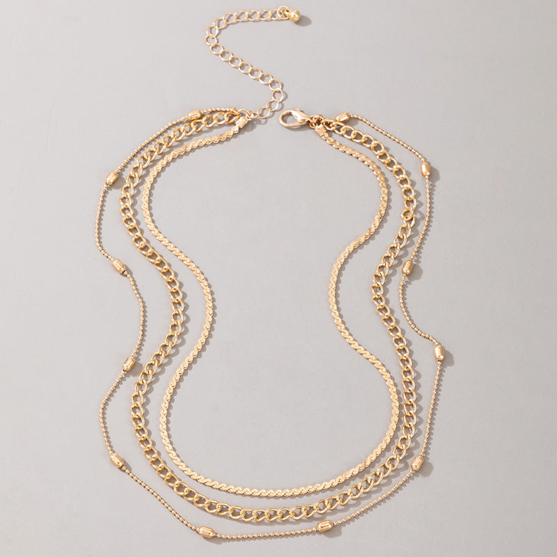 Multi Layered Bead Chain Necklace for Women