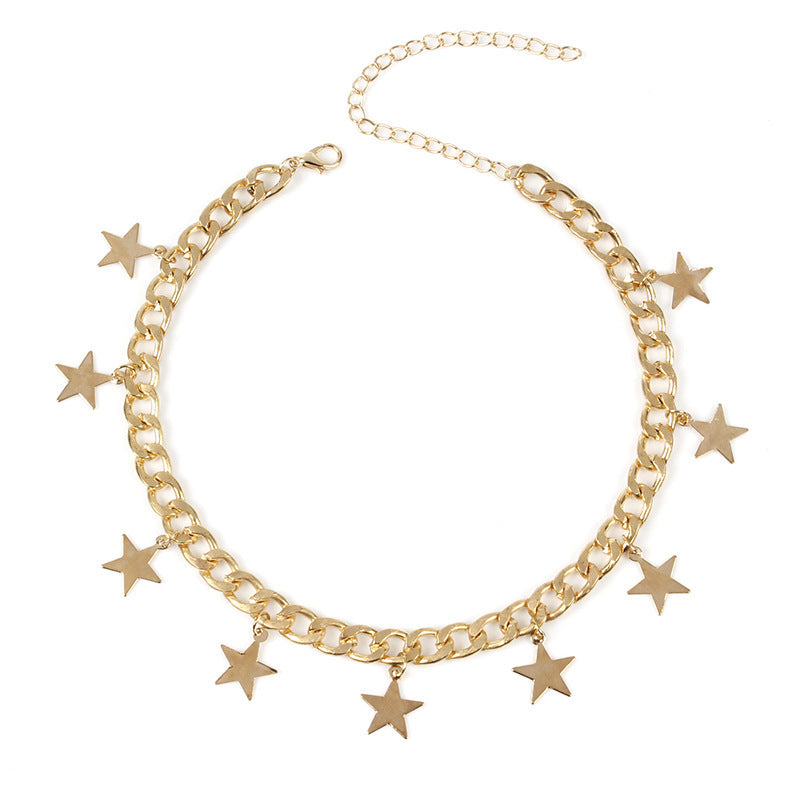 Star Charms Cuban Chain Necklace Jewelry
