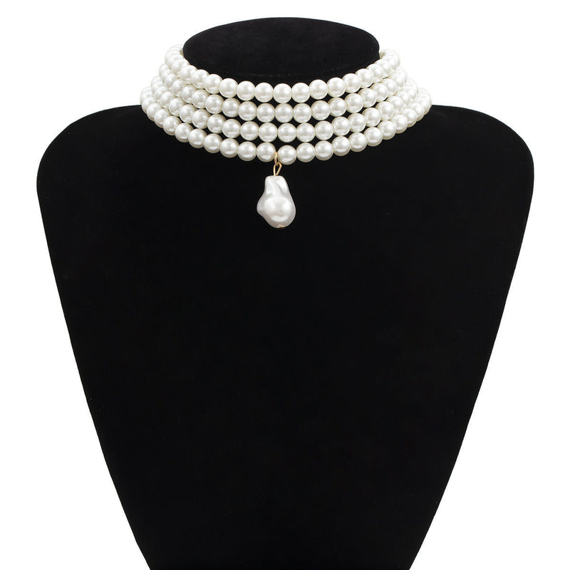 Multi Layer Baroque Pearl Choker Necklace for Women