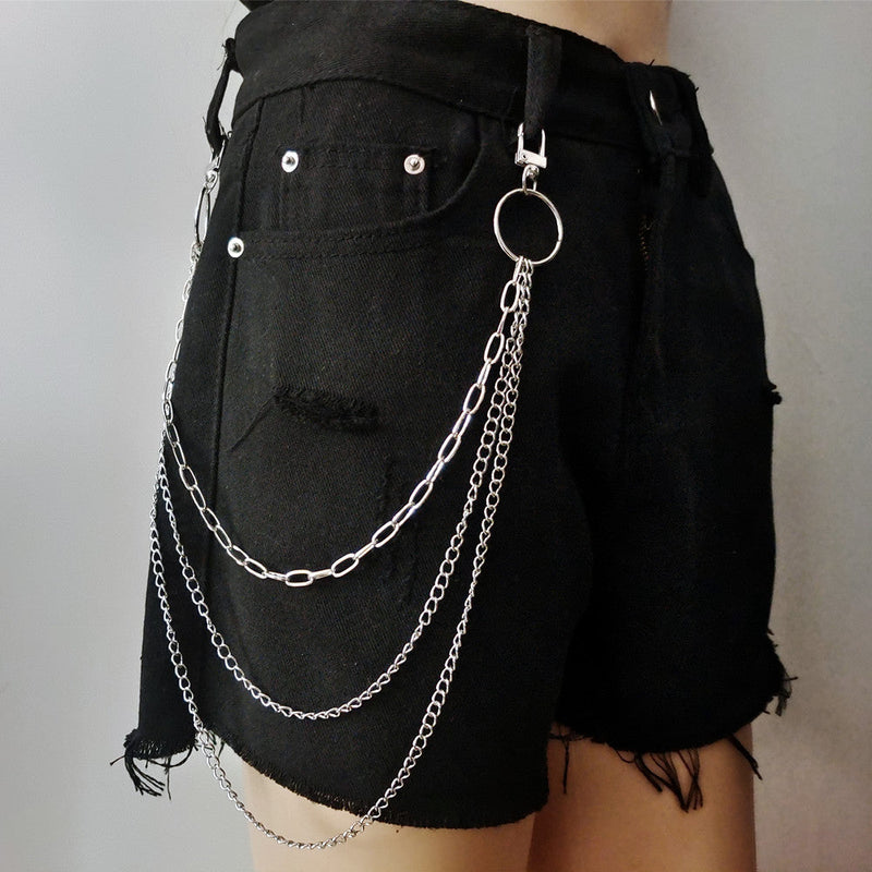 Layered Metal Pant Chain Jeans Chain Waist Belt Key