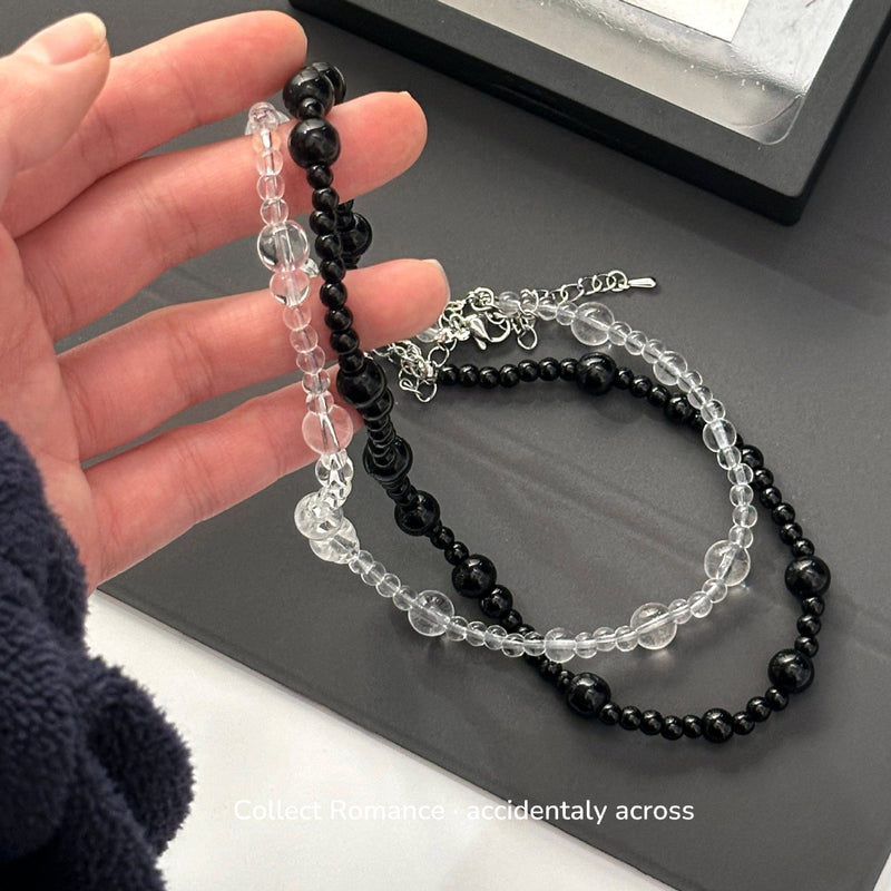 Pearl Necklace Round Black Color Glass Pearl Necklace