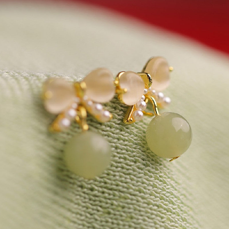 Opal Bow Stud Earring