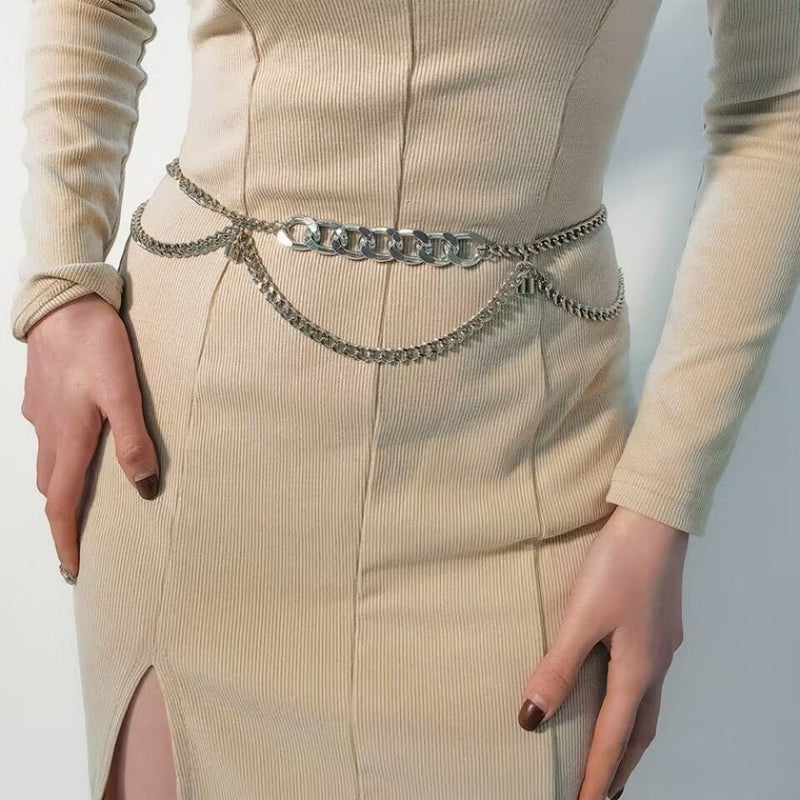 Lady Belly Chain Belt for Dress Belt Lock Pendant