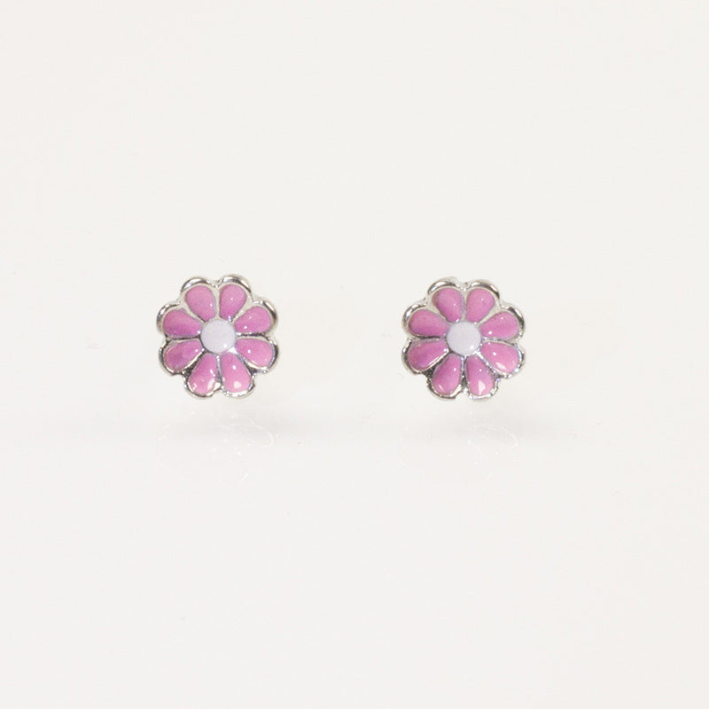Flower Enamel Stud Earrings