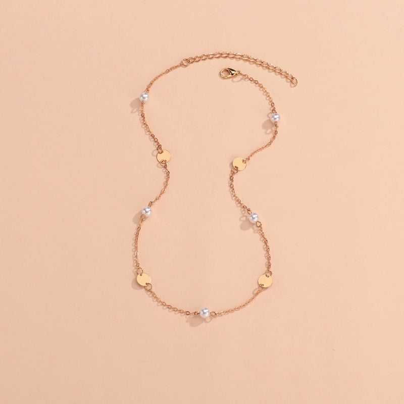 Pearl Disc Chain Necklace
