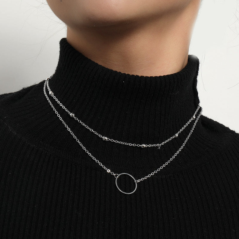 Modern Choker Necklace Two Layers