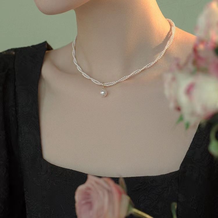 Choker Necklace for Women Double Layer Beads